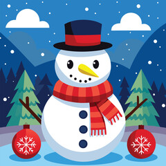 snowman with christmas tree