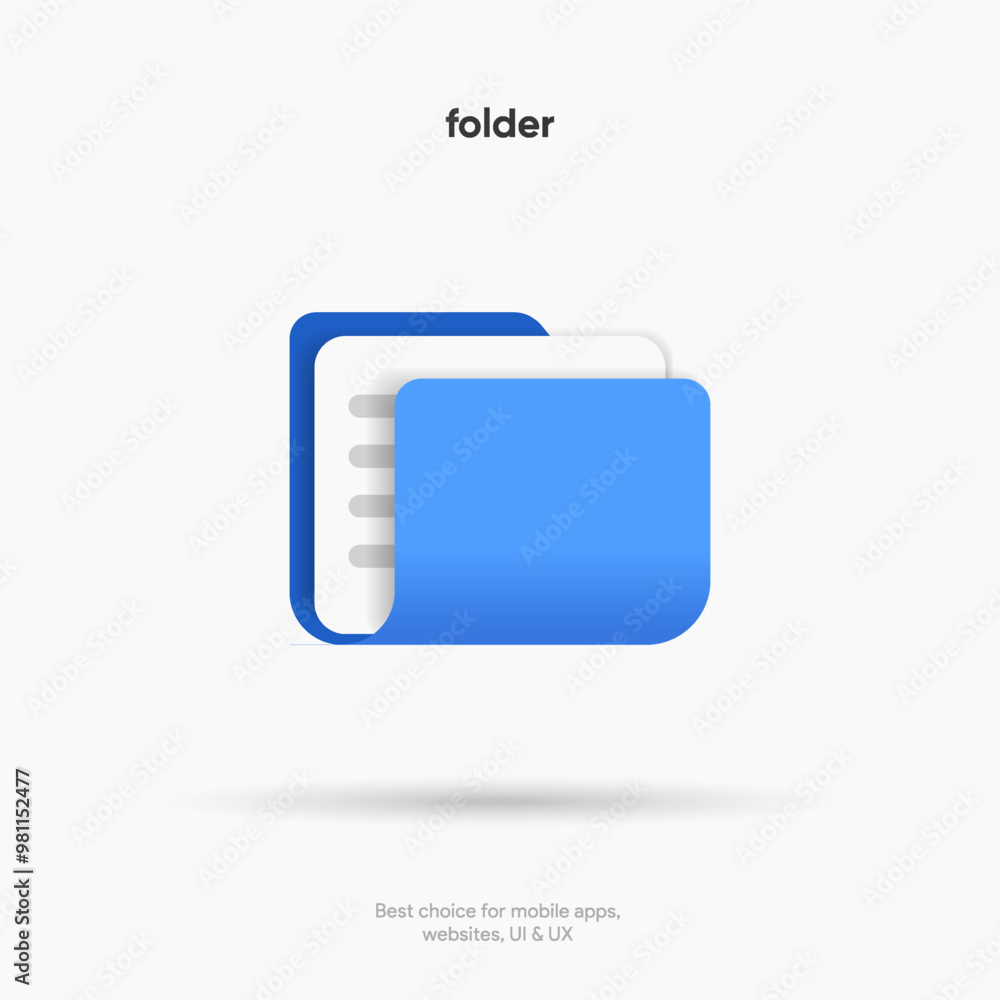 Poster 3d folder icon isolated on white background. document symbol. 3d file icon. binder sign modern, simp