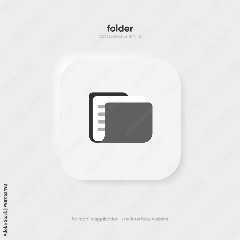 Poster 3d folder icon isolated on white background. document symbol. 3d file icon. binder sign modern, simp