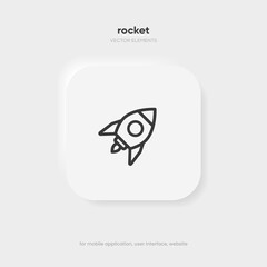 Campaign launch icon, rocket symbol, spaceship icon. Space ship symbol. Project start up icon. Creative idea sign.