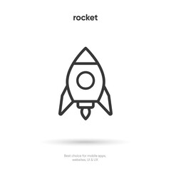 Campaign launch icon, rocket symbol, spaceship icon. Space ship symbol. Project start up icon. Creative idea sign.