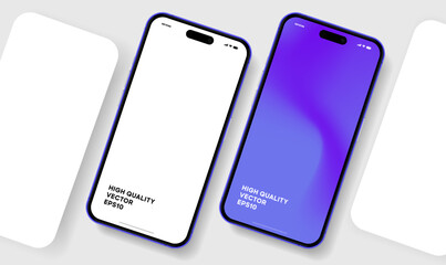 Realistic smartphone mockup. Mobile phone vector with isolated on white background. Device front view. 3D mobile phone with shadow. Realistic, high quality smart phone mockup for ui ux presentation.