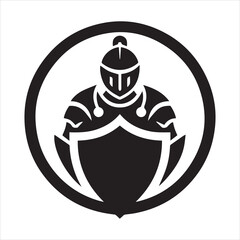 spartan logo, simple knight, black and white