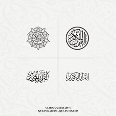 The holy quran book cover design templet.Islamic Arabic book. Arabesque. The Koran. Quran Text logo template. vector illustration.