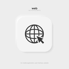 Web icon symbol. Internet icon. Go to web icon. Http address sign. Globe network www website icon with isolated white background for UI UX mobile app