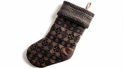 3D Recycled Paper Christmas Stocking Icon: Seamless Minimal Background with Eco-Friendly Festive Pattern in Earthy Tones and Textures