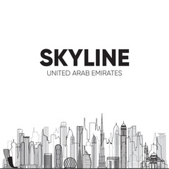 United Arab Emirates skyline detailed silhouette. Vector illustration