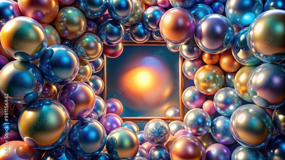 Poster abstract of overlapping spheres within a frame