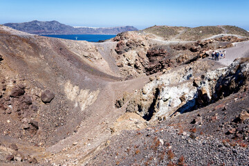 Nea Kameni volcanic island, Santorini caldera.