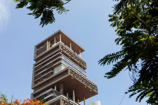 Mumbai, India, 16 June 2024 - Antilia, It is the residence of the Indian billionaire Mukesh Ambani, the skyscraper-mansion is one of the world's largest and most elaborate private homes.