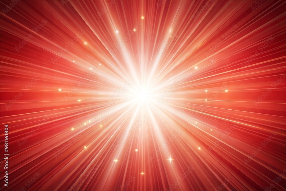 Wall mural white light burst with red rays dynamic starburst effect