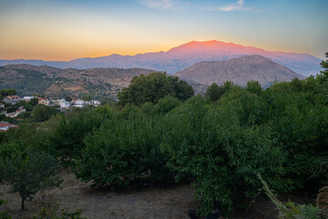 sunset in crete mountains