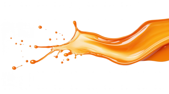Vibrant orange liquid splash isolated on black background, perfect for artistic and promotional designs.