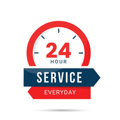 24 Hour Service everyday with red clock
