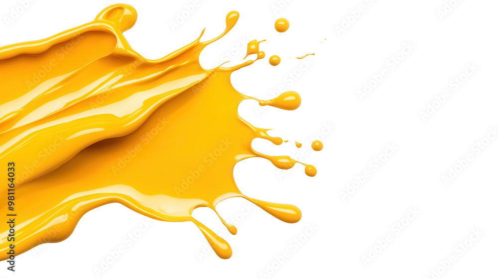 Poster Vibrant yellow paint splash creating an artistic and dynamic effect, perfect for creative projects and backgrounds.