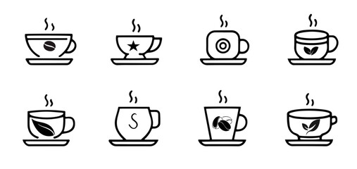 Coffee cup line web icons. Disposable coffee cup. vector