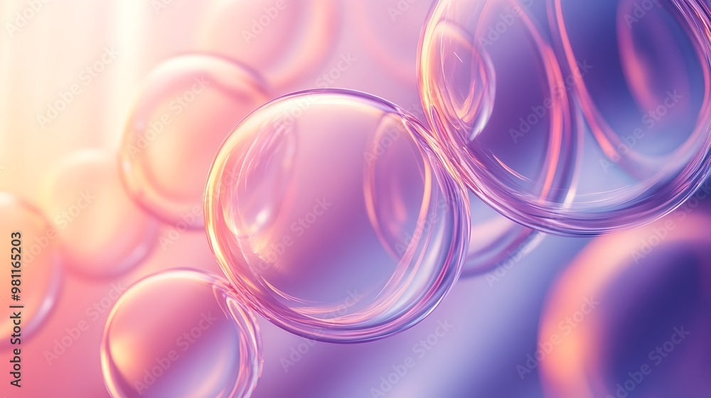 Poster mesmerizing iridescent bubbles floating in a dreamlike realm of vibrant prismatic reflections