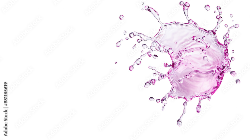 Aufkleber A dynamic splash of pink liquid, creating an artistic and vibrant visual effect against a black background.