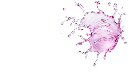 A dynamic splash of pink liquid, creating an artistic and vibrant visual effect against a black background.