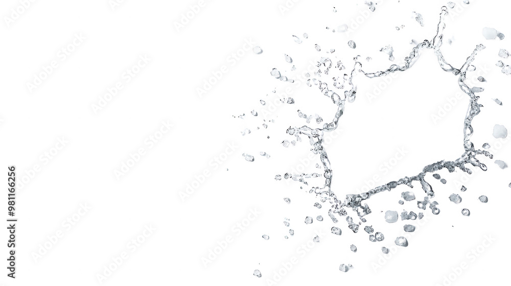 Poster a splash of clear water creating dynamic waves and droplets against a black background, perfect for 