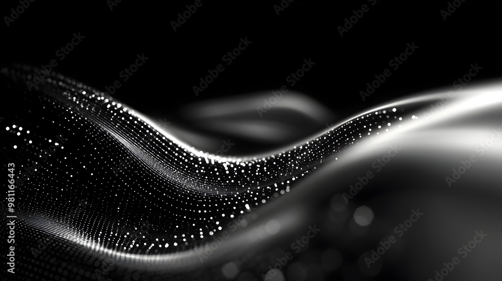 Aufkleber mesmerizing abstract particle wave flowing through digital landscape