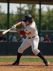 Baseball player swinging a bat.