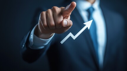 Upward pointing arrow and business chart symbolizing financial growth and success