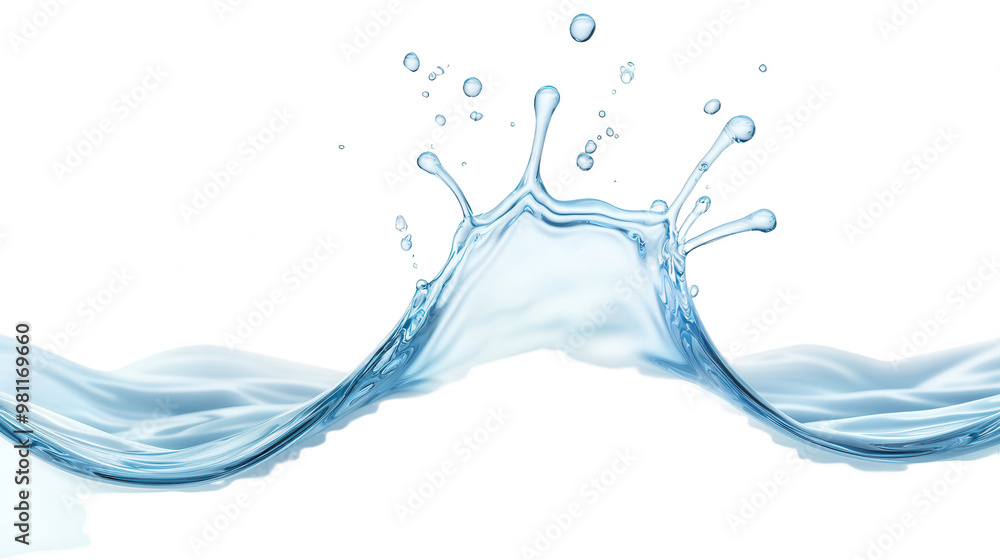 Poster A vibrant splash of water, capturing the dynamic motion and beauty of liquid as it forms intricate shapes and droplets.