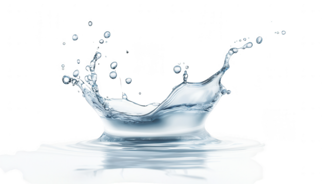 A vibrant splash of water captured in motion, showcasing dynamic droplets and ripples against a pristine background.