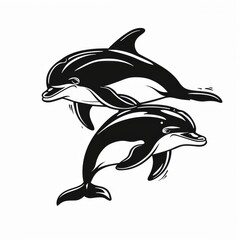 Naklejka premium dolphin black and white 