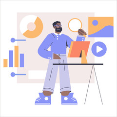 Diversity Businessman. Flat Vector Illustration