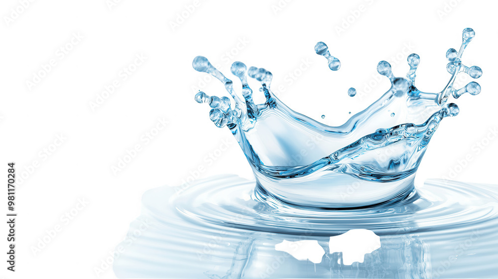Poster captivating water splash capturing motion and vitality, ideal for themes of refreshment and nature i