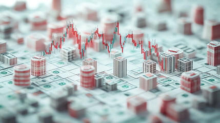 Economic scene, the world of stock and money interconnects, blending global finance . Generative ai.