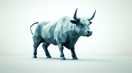 Bull symbolizes stock investment growth, blending market optimism. Economic concept. Generative ai.