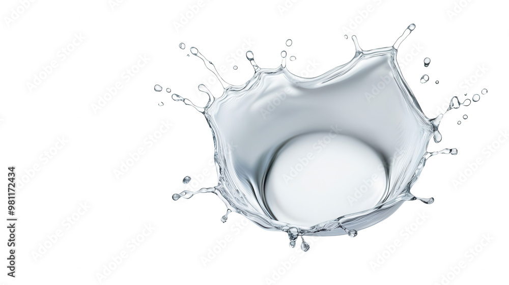 Poster high-speed capture of milk splash with a spherical drop creating an artistic visual, ideal for culin
