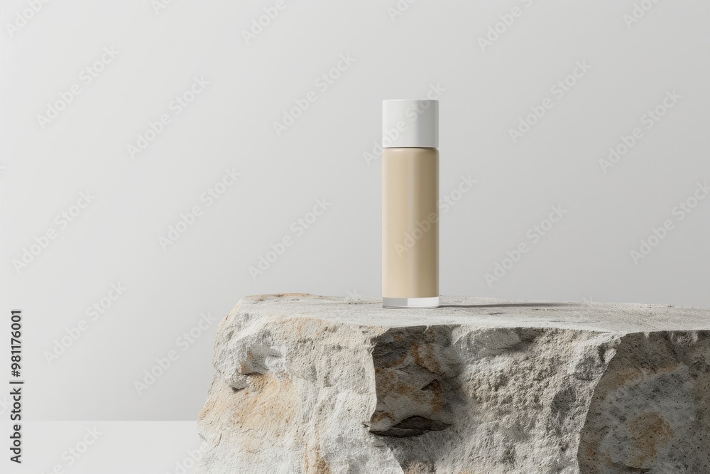 Poster A foundation bottle mockup cosmetics cylinder lipstick.