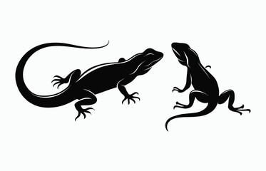 Fototapeta premium Lizard silhouette EPS vector animal art illustration template on a white background