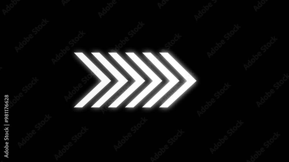 Poster white solid color swipe right-pointing arrow icon. right directional arrow black background with dig