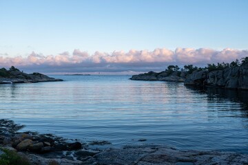 sunset over the Norwegian fjords