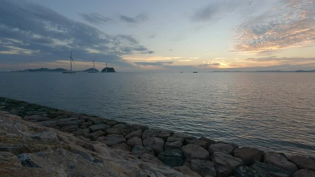 It is a picture of suset at Tando port in South Korea