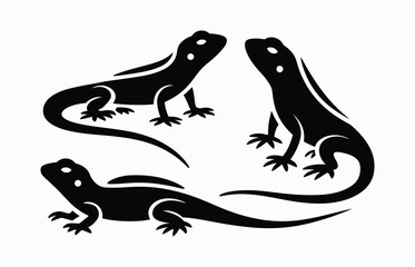 Fototapeta premium Lizard silhouette EPS vector animal art illustration template on a white background