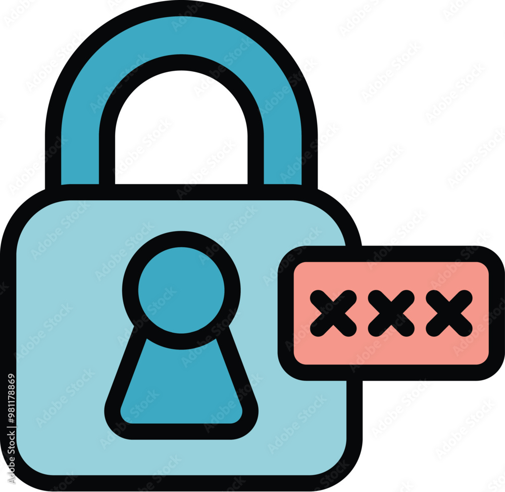 Poster blue padlock is locked, and a speech bubble next to it shows three red crosses, indicating a failed 