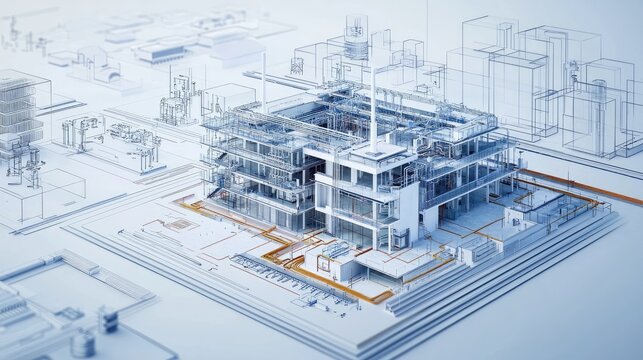 BIM model combined with real building showing building services like plumbing and electrical