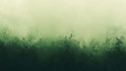 Fototapeta premium Abstract green fog envelops a forest landscape under soft light during early morning hours in a serene and tranquil setting