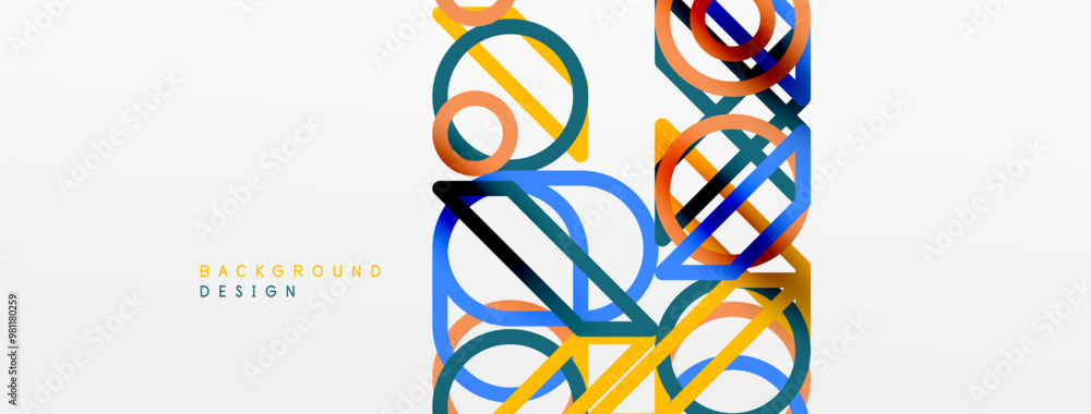 Poster abstract background - colorful circle lines technology or business digital template