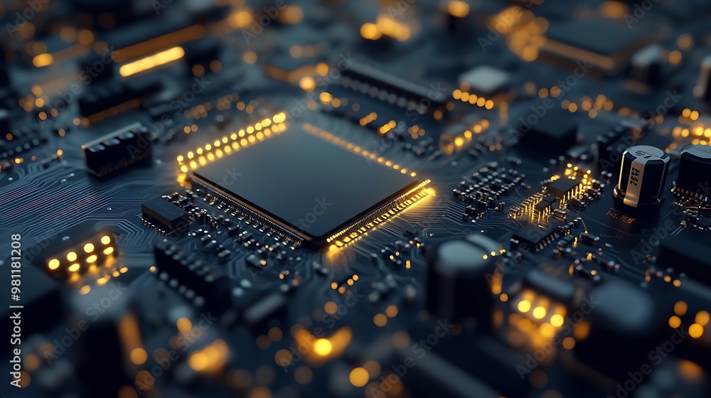 Poster close-up of a circuit board with a processor