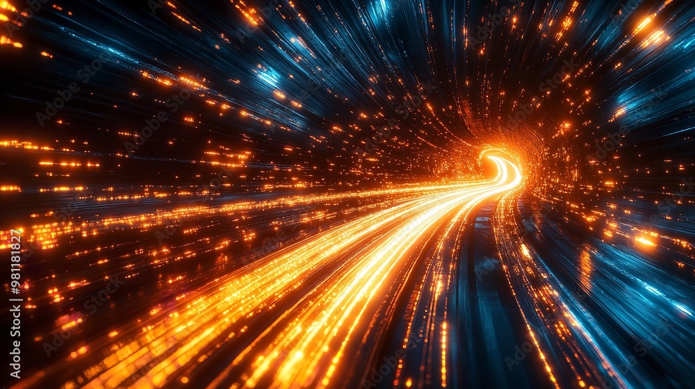 Poster abstract speed glowing light background banner illustration - speedy motion blur creating flashy pat