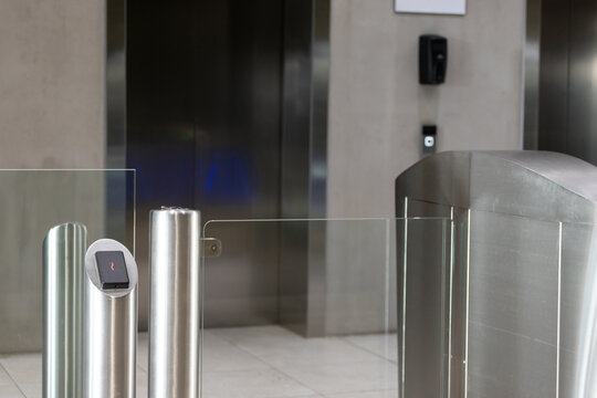 Security gate with card reader for office building access control system