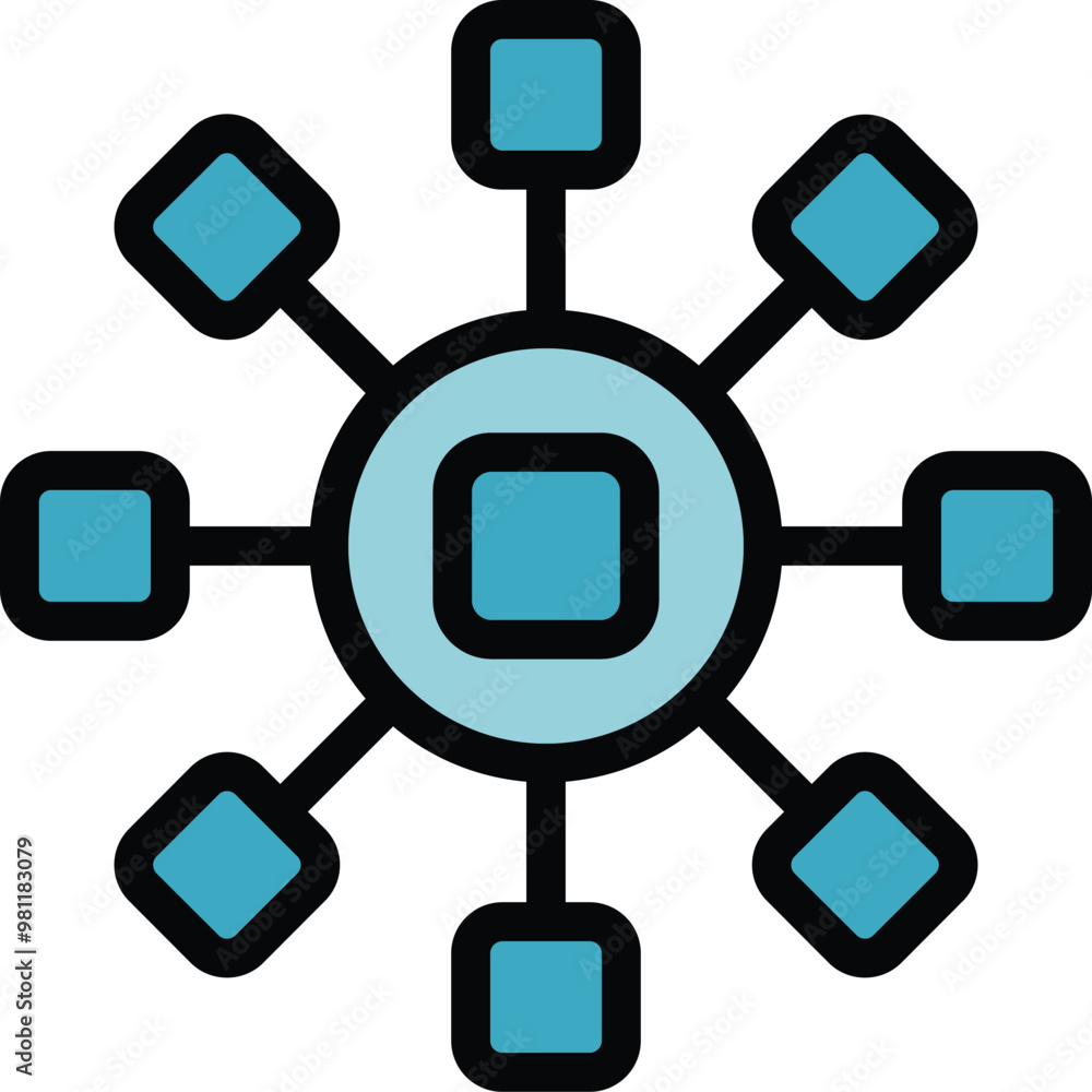 Poster this vector illustration depicts a network hub connecting multiple devices, symbolizing seamless dat
