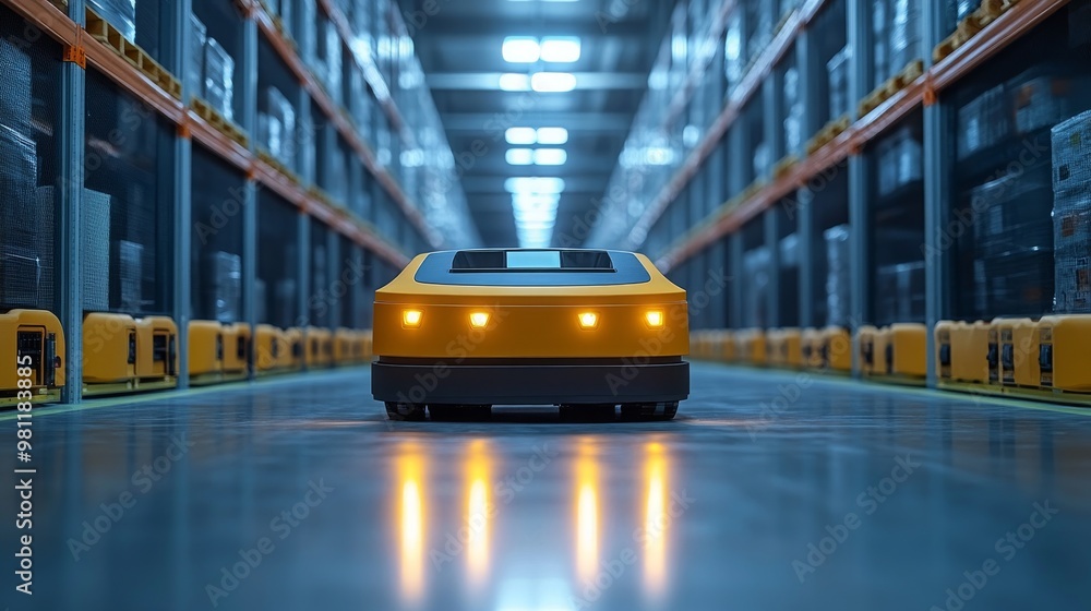 Aufkleber autonomous guided vehicles efficiently navigating a warehouse environment during daytime operations
